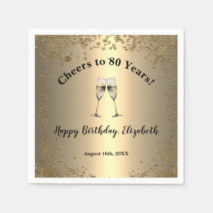 Elegant Cheers Gold 80th Birthday Napkins