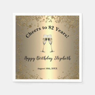 Elegant Cheers Gold 82nd Birthday Napkins