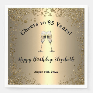 Elegant Cheers Gold 85th Birthday Napkins