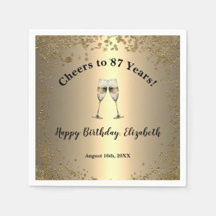 Elegant Cheers Gold 87th Birthday Napkins