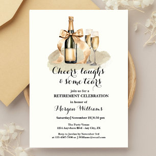 Elegant Cheers Laughs Tears Champagne Retirement  Invitation