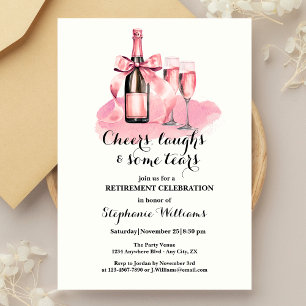Elegant Cheers Laughs Tears Champagne Retirement  Invitation