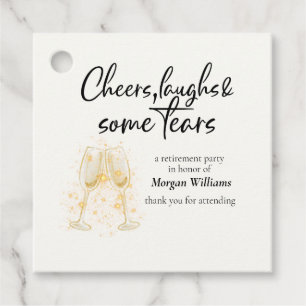 Elegant Cheers Laughs Tears Retirement Party Favour Tags