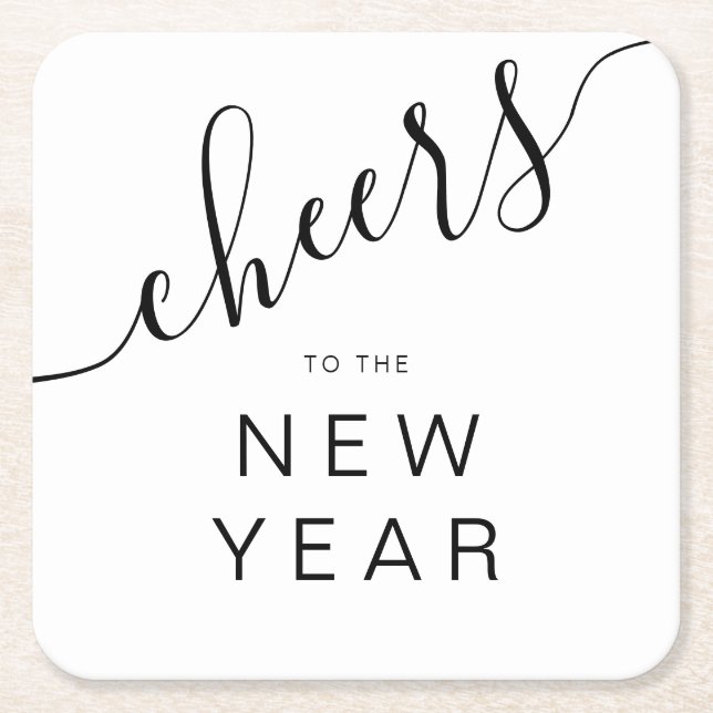 Elegant Cheers New Year's Eve Party Square Paper Coaster (Front)