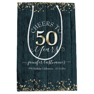 Elegant Cheers to 50 Years Birthday Medium Gift Bag