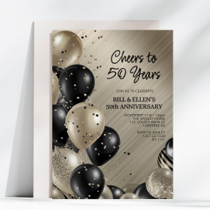 Elegant Cheers to 50 Years Wedding Anniversary Invitation