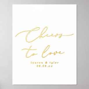 Elegant Cheers to Love Gold Personalised Wedding Foil Prints