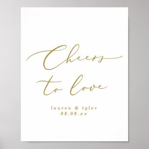 Elegant Cheers to Love Gold Personalized Sign