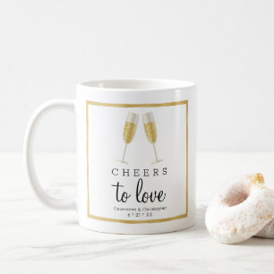 Elegant Cheers to Love Gold Wedding Champagne Coffee Mug