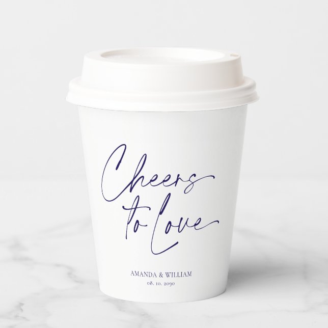 Elegant "Cheers to Love" Personalised Paper Cups (Front)
