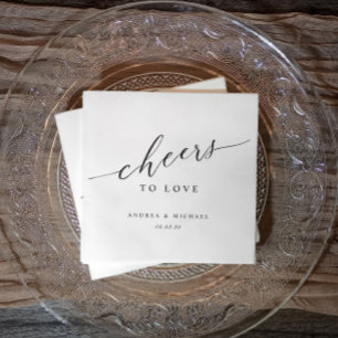 Elegant Cheers to Love Wedding Cocktail Napkin