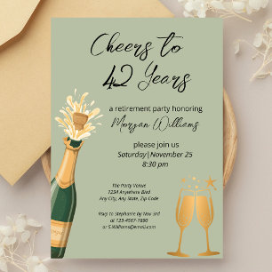 Elegant Cheers to Years Green Retirement Party Invitation