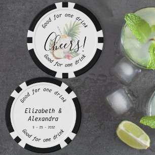 Elegant Cheers Tropical Drink Wedding Poker Chips
