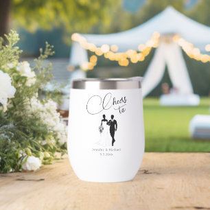 elegant cheers wedding couple minimalist modern