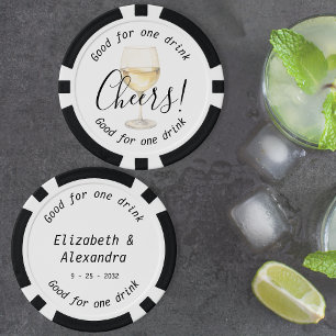 Elegant Cheers White Wine Drink Wedding Poker Chips