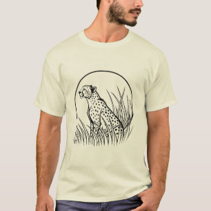 Elegant Cheetah in Tall Grass- Wildlife Art T-Shirt
