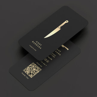 Elegant Chef Black Gold Knife Modern Premium Business Card