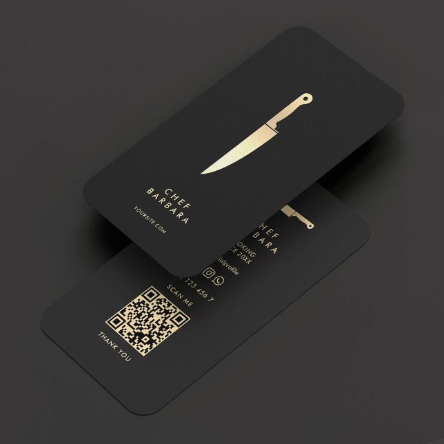 Elegant Chef Black Gold Knife Modern Premium Business Card (Elegant Chef Black Gold Knife Modern Premium Business Card
)