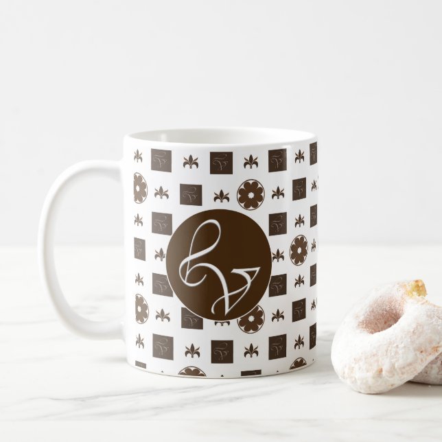 Elegant Chequered Pattern  Coffee Mug (With Donut)