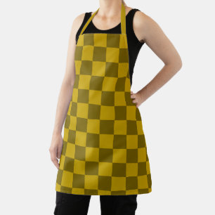 Elegant Chequered Pattern in Dark and Light Brown Apron