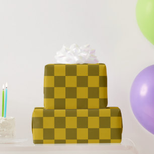 Elegant Chequered Pattern in Dark and Light Brown Wrapping Paper
