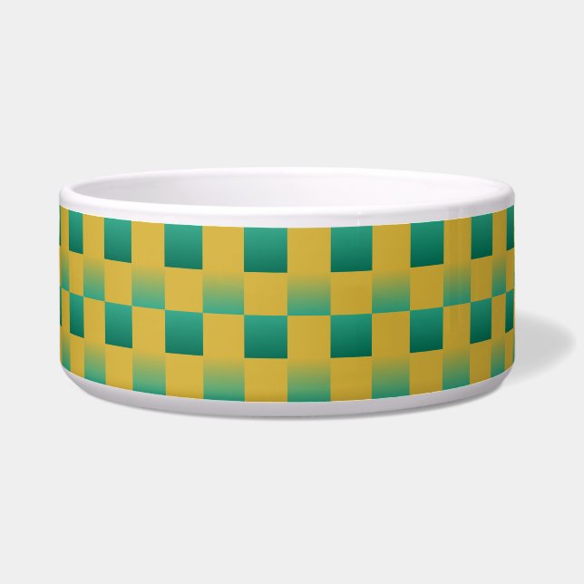 Elegant chequered pattern in green and gold  (Front)
