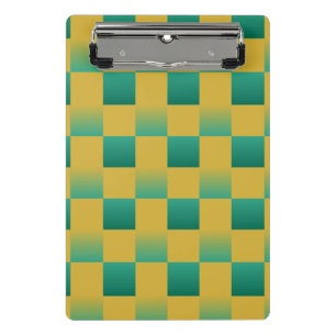 Elegant chequered pattern in green and gold  mini clipboard