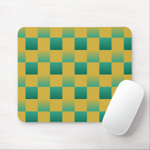 Elegant chequered pattern in green and gold  mouse pad