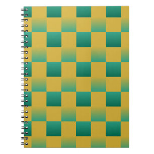 Elegant chequered pattern in green and gold notebook