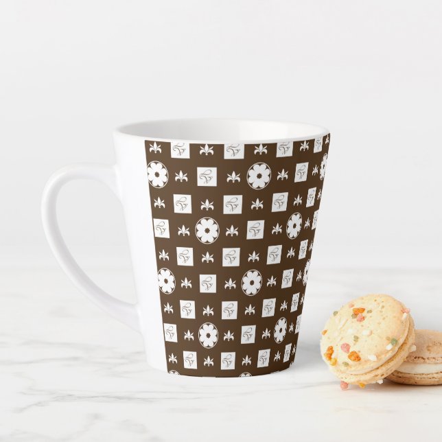 Elegant Chequered Pattern Latte Mug (In Situ)