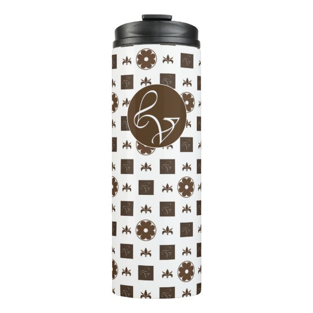Elegant Chequered Pattern Thermal Tumbler (Front)