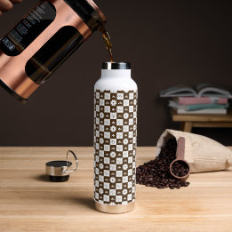 Elegant Chequered Pattern Water Bottle