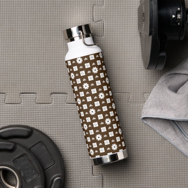 Elegant Chequered Pattern Water Bottle (Gym)