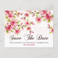 Elegant Cherry Blossom 40th Birthday Save The Date