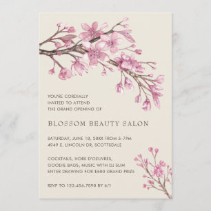 Elegant Cherry Blossom Beauty Salon Grand Opening Invitation