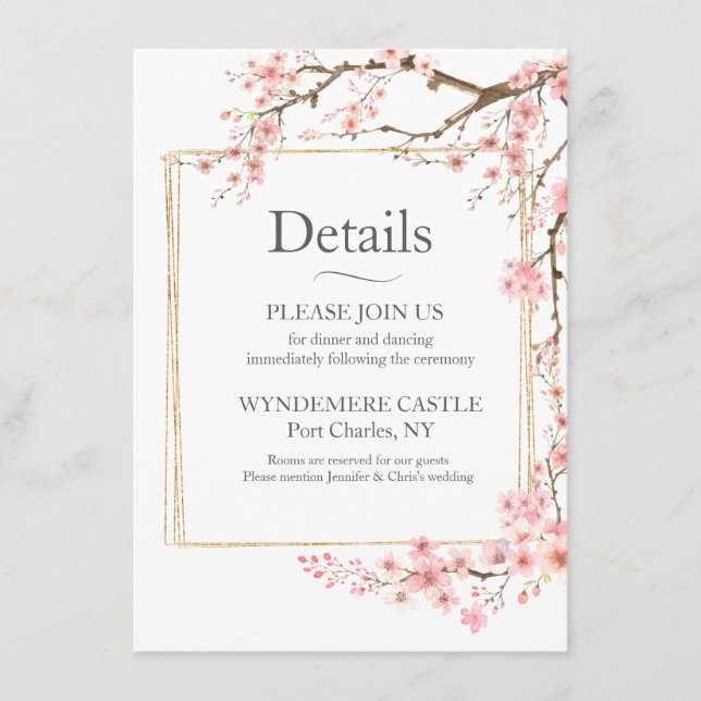 Elegant Cherry Blossom Enclosure Card (Front)