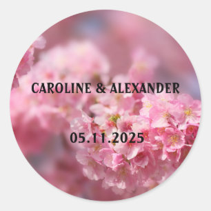 Elegant Cherry Blossom Floral Photography Wedding  Classic Round Sticker