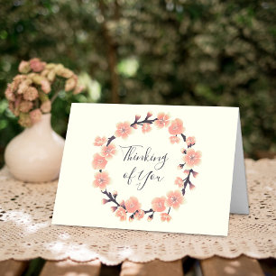 Elegant Cherry Blossom Floral Wreath Sympathy Card