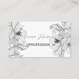 Elegant Cherry Blossom Flowers Black White Design Business Card