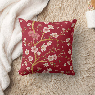 Elegant Cherry Blossom Gold Branch Cushion