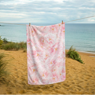 Elegant Cherry Blossom Pattern Design Beach Towel