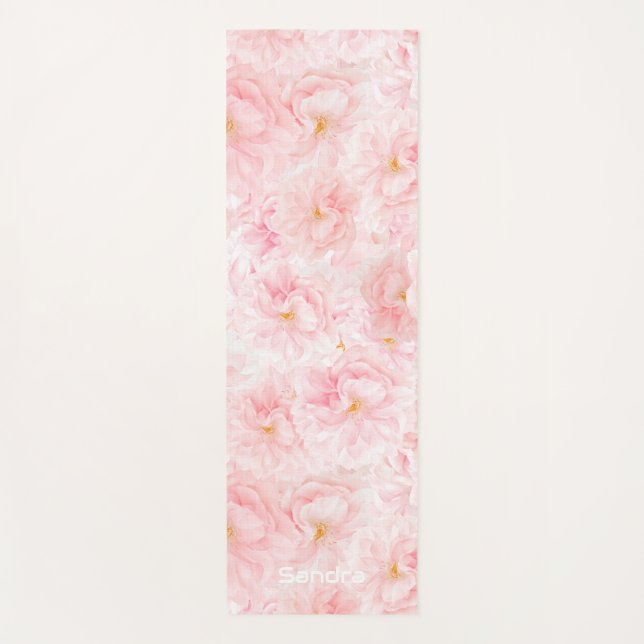 Elegant Cherry Blossom Pattern Design Yoga Mat (Front)