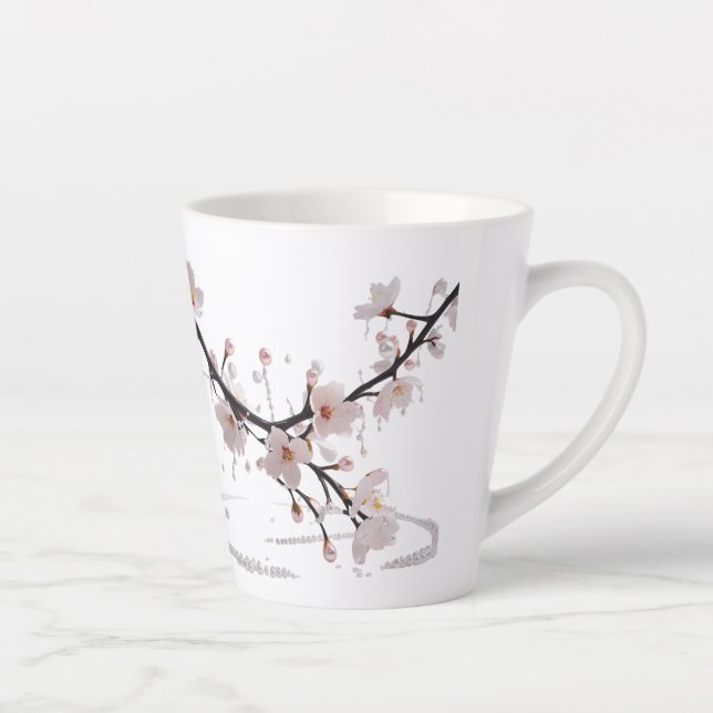Elegant Cherry Blossom Pearl Small Latte Mug  (Right)