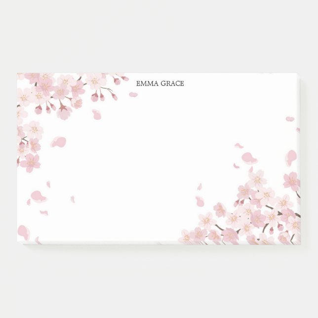 Elegant Cherry Blossom Personalised Post-It® Notes (Front)