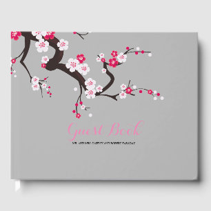 Elegant Cherry Blossom Pink floral Wedding guest Book