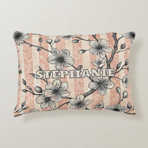 Elegant Cherry Blossom Sakura - Pink & White Decorative Cushion