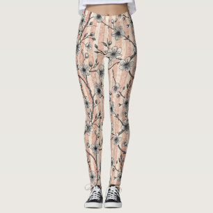 Elegant Cherry Blossom Sakura - Pink & White Leggings