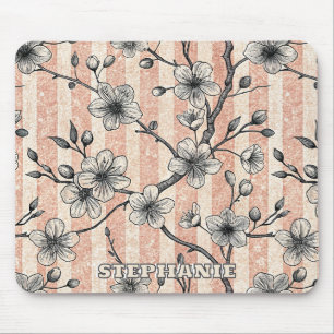 Elegant Cherry Blossom Sakura - Pink & White Mouse Pad