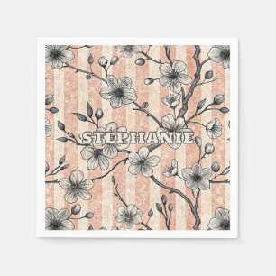 Elegant Cherry Blossom Sakura - Pink & White Napkin