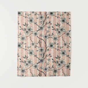 Elegant Cherry Blossom Sakura - Pink & White Tapestry